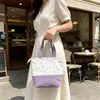 Bolsa de Almoço Artística e Fofa Estilo Coreano para Estudantes e Trabalhadores de Escritório, Bolsa Tote de Lona com Patchwork Floral de Grande Capacidade para Mulheres