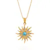 Jieding Turquesa Azul Sol Aço Titânio Strass Colar Luxo Leve Acessórios de Nicho Corrente para Clavícula Feminina Aço Inoxidável Joias Transfronteiriças