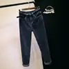 Jeans Feminino Cinza Cintura Alta 2020 Nova Chegada Estilo Coreano Solto Estudantes Versátil Visual Slim Calça Tendência Chic Harlan