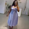 Ropa de Mujer Transfronteriza Europea y Americana Verano 2026 Nuevo Estilo Sexy y Elegante Hueco Rayas Azules Cintura Alta Sin Mangas Vestido para Mujer