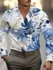Camisa Casual Masculina de Manga Longa com Estampa Digital Amazon Europeia e Americana Cross-Border Stretch