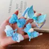 Nuevo set de accesorios para el cabello de princesa de hielo azul con alas de ángel, moño, pinza BB y combinación de banda elástica para niñas