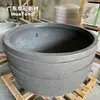 Maceta ovalada de terrazo gris oscuro personalizada para terraza y balcón, jardinera especial para paisajismo de fábricas, maceta de cemento de pie