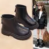Botas para niñas, botas Martin, nuevo estilo otoño 2026, negras para niños, forradas de felpa, gruesas, zapatos grandes de algodón, botas cortas, botas de nieve cálidas