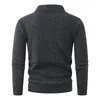 2026 Transfronterizo Hombres Otoño/Invierno Nuevo Estilo Perezoso Color Sólido Cuello Revertido Suéter Jersey Tejido Talla Grande Camisa Base Casual