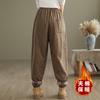 Tiro real invierno retro algodón algodón pantalones cintura elástica delgados pantalones Harlan cálidos gruesos pantalones casuales