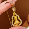 Cadena de Suéter con Colgante de Buda Religioso Inspirado en el Diseño, Adecuado para Hombres y Mujeres, Collar con Colgante Giratorio de Calabaza Hueca