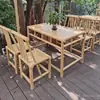 Mesas y sillas de aluminio y bambú para exteriores, bambú simulado, adecuadas para barbacoas en el patio, camping, mesas de aluminio y bambú al aire libre, mercados, granjas y sombrillas de paja.
