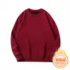 Sudadera de cuello redondo para hombre, gruesa, con forro polar, para otoño e invierno, de importación, color liso, playera base, casual, versátil, simple, manga larga, talla grande, venta al por mayor