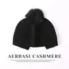 Venta al por mayor de fábrica 100% Cachemir Transfronterizo Otoño/Invierno Nuevo Color Sólido Gorro con Pompón Cálido Versátil Tejido Protección para Orejas Cubre Cabeza Gorro