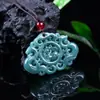 Autêntico Jadeíta Azul A-Grade Dragão e Fênix Auspiciosos Pingente Acessórios Colar Moda Exquisito Joias de Jade Atacado