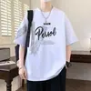 Nuevo Estilo Seda de Hielo Moda Masculina Manga Corta Casual Camiseta de Manga Corta Ropa de Verano de Moda para Hombre Tops Versátiles