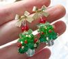 Brincos de Árvore de Natal com Laço Doce Atmosfera de Feriado de Natal Brincos de Personalidade Outono e Inverno Novos Brincos Criativos para Mulheres