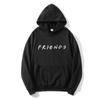 Sudadera con capucha de manga larga estampada con letras de amigo, de terciopelo nuevo, para mujer, jersey casual para mujer