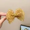Presilha Banana Elegante de Rede com Laço para Mulheres, Grampo de Cabelo de Alta Qualidade para Penteados Semi-Presos, Presilha Vertical para Rabo de Cavalo, Acessório de Cabelo