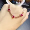 Venta al por mayor de fábrica Popular Pulsera de Rubí Natural con Incrustaciones de Plata S925 Piedra Principal 4*6 Joyería de Lujo Venta Directa de Fábrica