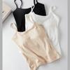Ropa interior de tirantes cálida de rayón cepillado para otoño e invierno, sin rozaduras, almohadilla para el pecho, capa base para exteriores, camisola coreana versátil para mujer