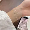 Pulseira de Corrente Caixa Quadrada Redonda Dupla Camada Prata de Lei S925 Moda Simples Estilo Coreano Casual Ins Joia de Mão para Estudante