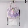 Bolsa de pañuelos portátil con cordón, impresa con diseño de anime de dibujos animados, para dormitorio y uso en el hogar, bolsa de pañuelos multiusos