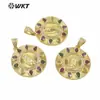 WT-MP282 Nova Entrada Luxo Micro Incrustação Colorido Pequeno Zircônia Latão Redondo Pequeno Pingente diy Brincos Colar Acessórios