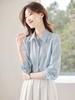 Camisa básica coreana de manga larga con lazo versátil para mujer, disponible en stock, primavera 2025