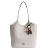 Bolsa de Mano Tejida de Gran Capacidad Estilo Coreano para Mujer Bolso de Hombro para Madre Nuevo Color Puro Moda Casual Cuero PU Suave Bolso Grande