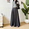 Saia Midi de Tricô de Lã Nova para Primavera/Outono Feminina, Modelo Evasê Guarda-Chuva, Simples, Macia e Valoriza a Silhueta, Longa
