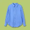 26 Camisa Bordada RL Primavera/Verão Proteção Solar Corte Clássico Linho Manga Longa Feminina Branca RL13453