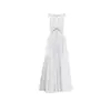 Vestido de Verano a Rayas Estilo Francés con Cuello en V y Tirantes de Corbata para Mujer, Puro y Atractivo Temperamento, Impresionante Vestido Largo de Línea A con Escote Halter que Ceñe la Cintura