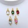Colgante de Gota Única de Zirconia sobre Cobre Chapado en Oro Accesorios de Materiales Hechos a Mano para Pulseras, Collares, Pendientes y Colgantes de Joyería