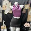 Noite Dourada Roupa Íntima Sexy Novo Secretário-Geral Abstinência Gola Balanço Fato Costas Nuas Sexy Sulco Quadril Saia Costas Bonitas Garota Picante