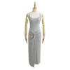 Vestido Longo de Verão Slim-fit com Suspensórios Internos Estilo Americano Design Cintura Torcida Spice Girl Vestido Tricotado Skinny Feminino