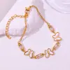Moda coreana diseño de nicho mariposa diamante cadena cuadrada acero de titanio pulsera todo partido horno recubrimiento al vacío oro de 18 quilates