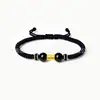 Pulseira de Contas da Sorte com Mantra de Seis Caracteres em Ouro Puro 999, Pulseira Trançada de Obsidiana, Ano do Zodíaco, Atacado de Fábrica