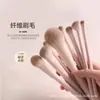 Conjunto de Pincéis de Maquiagem Flor de Pessegueiro com 13 Peças: Pincéis para Blush e Sombra, Pincéis para Contorno e Sombra do Nariz, Conjunto Completo para Iniciantes