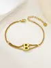 Nuevo Anillo de Acero Inoxidable al por Mayor Transfronterizo 26 Letras Inglesas Anillo de Doble Capa Pulsera Chapada en Oro