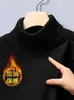 Suéter Grueso de Forro Polar para Hombre Otoño e Invierno, Tejido Cálido de Color Sólido, Camisa Base de Cuello Alto Revuelto para Hombre