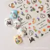Adesivos de Unha Gato Desenho Animado Fofo Estéreo Relevo Mar Azul 3D Adesivos de Unha Adesivos Impermeáveis Fofos