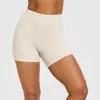 Shorts de Yoga de Punto con Efecto Levanta Glúteos Color Durazno de Cintura Alta para Mujer, Casual, Fitness, Running, Bodycon, de Tres Cuartos con Costuras