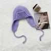Gorro de lana estilo coreano para mujer, gorro con orejeras para otoño e invierno, gorro pequeño con aspecto de cara, gorro de punto cálido combinable estilo japonés 2023, gorro con circunferencia de cabeza grande