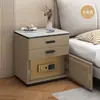Nueva mesita de noche inteligente antirrobo para dormitorio, no requiere instalación, mueble de noche de madera maciza para uso doméstico, gabinete de almacenamiento multifuncional, seguro