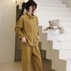 Conjunto de Cremallera para Pareja 24 Otoño/Invierno con Bolsillos Dobles, Ribete de Contraste de Color, Ropa de Casa Cálida de Felpa, Moderno y Casual