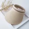 Chapéu de Palha Raffy Grama Protetor Solar Vazio Top Palha Anti-ultravioleta Coreano High-end Versátil Simples Listrado Palha Madeira Verão