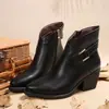 2026 Nuevas Botas de Moda con Tacón Alto de Punta Estilo Británico para Otoño, Comercio Exterior Botas Martin de Tacón Grueso Talla Grande con Cremallera Lateral para Mujer