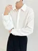 Camisa de manga larga de alta gama para hombre con textura arrugada, camisa moderna estilo coreano, nuevo estilo primavera y otoño, top casual elegante y holgado para hombre