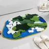 Alfombra de Felpa para Pies de Baño con Musgo Artificial, Alfombra de Baño de Cachemira Sintética de Peluche, Engrosada y Absorbente