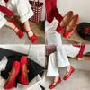 Zapatos Mary Jane Elegantes de Ballet con Lazo de Piel y Lentejuelas 2025 Primavera Tacón Bajo Grueso Punta Cuadrada Hebilla de Cuero Zapatos de una Sola Capa para Mujer