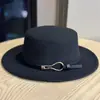 Chapéu de lã estiloso de aba larga estilo britânico, chapéu bucket vintage versátil e elegante, chapéu unissex de copa reta