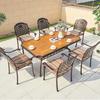 Mesa y Silla Nórdica para Exterior Combinación de Patio Balcón B&B Terraza Silla de Ratán Hotel Ocio Mesa Larga Muebles Metálicos para Exterior