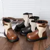 Nova coleção outono/inverno 2026: Botas Martin estilosas e da moda para meninas pequenas, com design estilo coreano e color blocking da moda